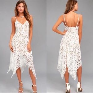 Lulus One Wish White Lace Midi Dress Size LNWT
